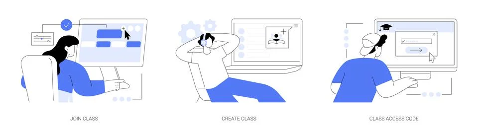 Online teaching features abstract concept vector illustrations. 스톡 일러스트