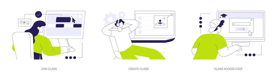Online teaching features abstract concept vector illustrations. Stock Illustration