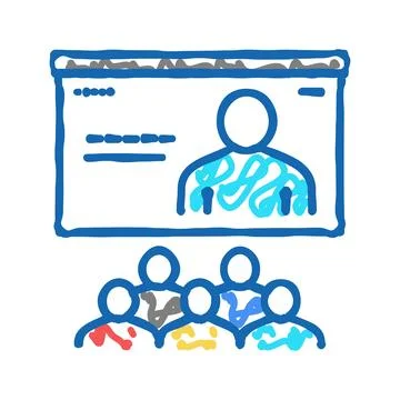 Online teaching group icon doodle illustration 스톡 일러스트