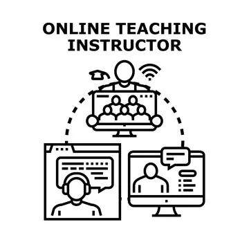 Online teaching instructor conducting virtual education class Stock Illustration