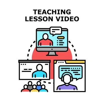 Online teaching lesson video learning education concept Stock Illustration