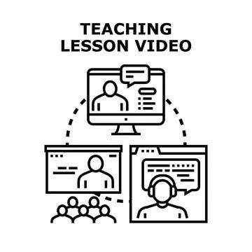 Online teaching lesson video learning education concept Stock Illustration