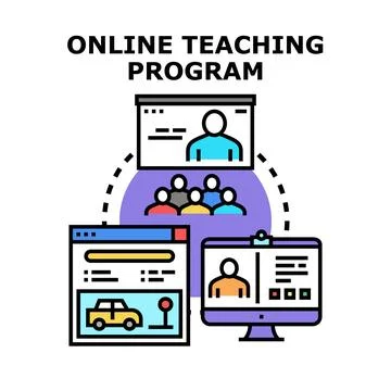 Online teaching program concept with remote education Stock Illustration
