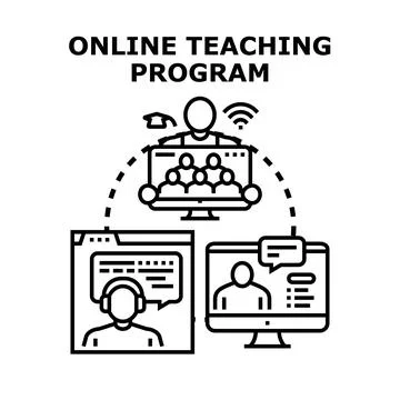 Online teaching program connecting students with remote education Stock Illustration