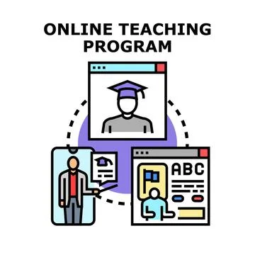 Online teaching program remote education e learning icon Illustrazione stock