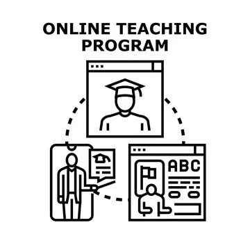 Online teaching program remote education e learning icon Stock Illustration