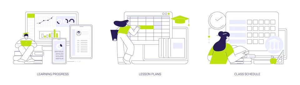 Online teaching software abstract concept vector illustrations. Stock Illustration