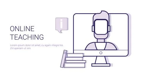 Online Teaching Training Courses Education Business Concept Template Web Banner Stock Illustration