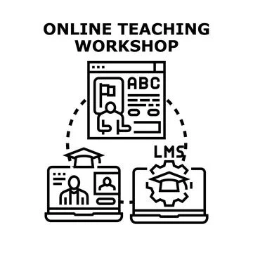 Online teaching workshop concept using remote learning platform Stock Illustration