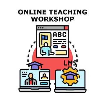 Online teaching workshop concept using remote learning platform Stock Illustration