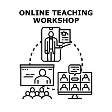 Online teaching workshop for remote education and virtual learning Stock Illustration