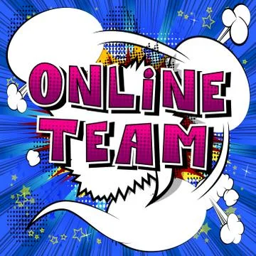 Online Team - Comic book style phrase on abstract background. Illustrazione stock