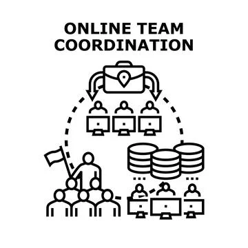 Online team coordination concept for remote work 库存插图