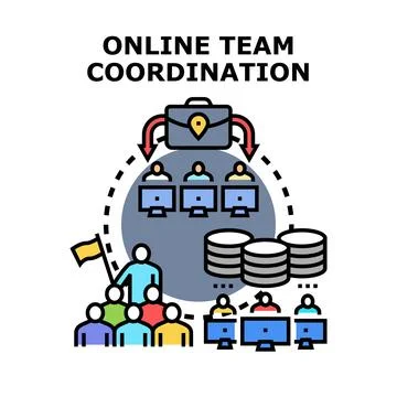Online team coordination concept for remote work イラスト素材