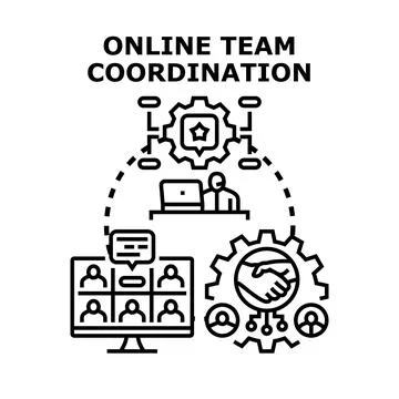 Online team coordination virtual collaboration work illustration イラスト素材