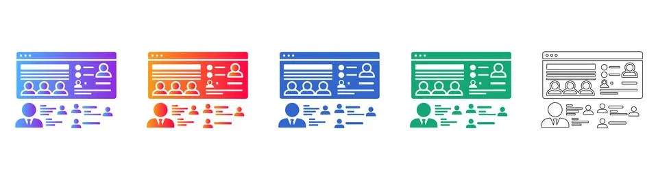Online Team Management Interface Icon Set イラスト素材