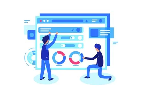 Online teamwork in group. Illustrazione stock