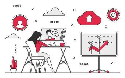 Online teamwork meeting Stock Illustration