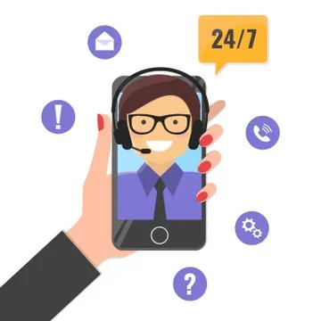 Online tech support 24/7 service concept. Stock Illustration