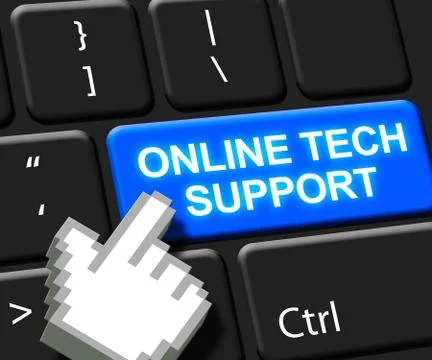 Online Tech Support Key Shows Help 3d Illustration Stock Illustration