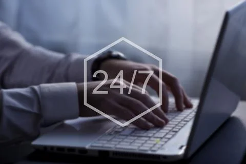 Online technical support, customer service 24/7 nonstop Stock Photos