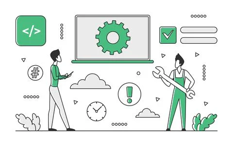 Online technical support team Stock Illustration