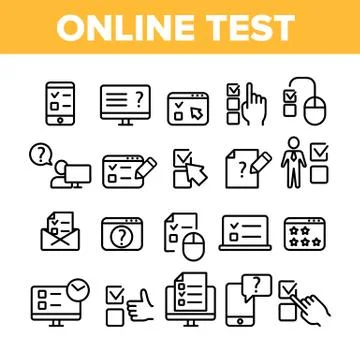 Online Test Collection Elements Icons Set Vector 스톡 일러스트