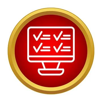 Online test computer screen displaying completed quiz checkmarks 스톡 일러스트