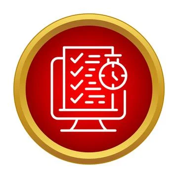 Online test deadline management with computer and stopwatch 스톡 일러스트