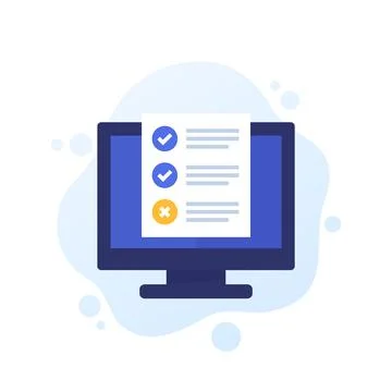 Online test icon, flat vector design Illustrazione stock