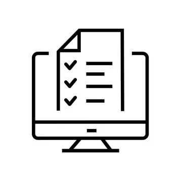 Online test icon, line style. Online education and examination concept with s Stock Illustration