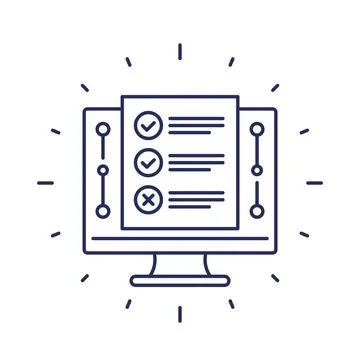 Online test icon, line vector Illustrazione stock