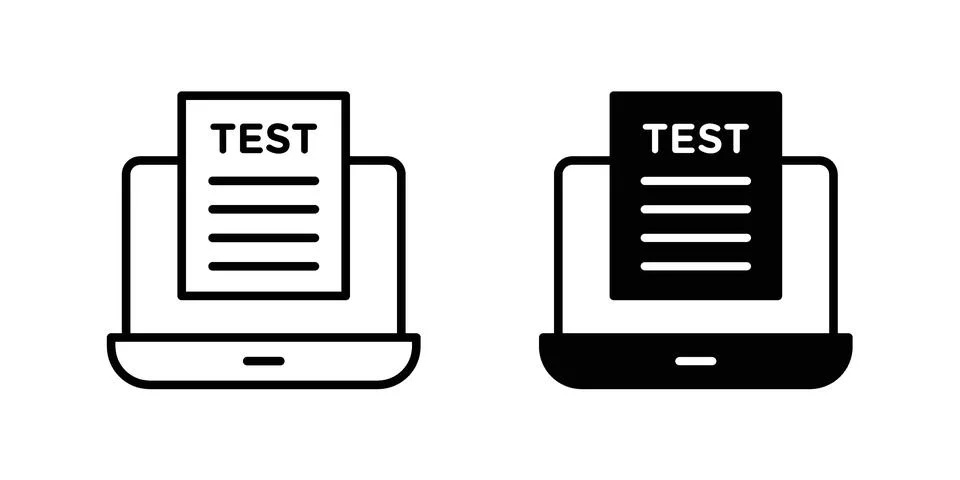Online test icon vector concepts, line and silhouette style Stock Illustration