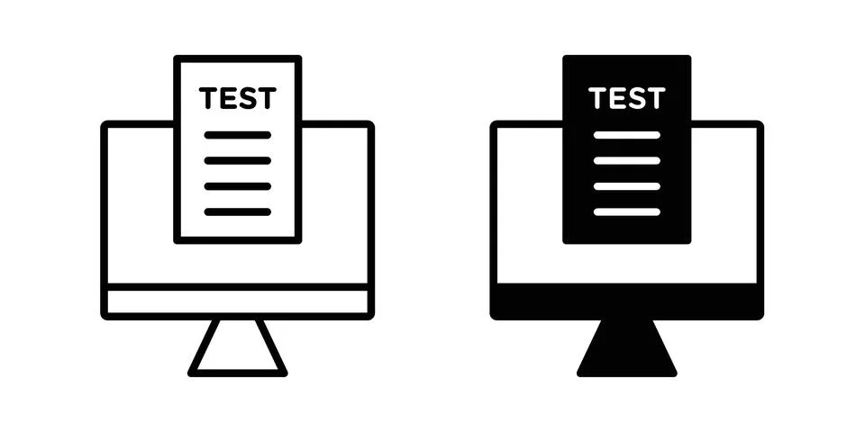 Online test icon vectors. Illustrations in black イラスト素材