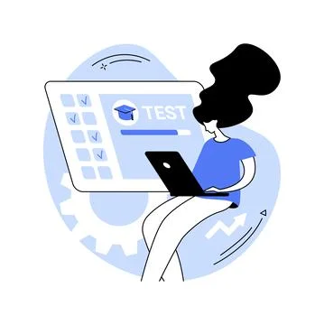 Online test isolated cartoon vector illustrations. Stock Illustration