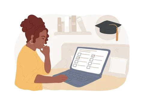Online test isolated cartoon vector illustrations. Stock Illustration