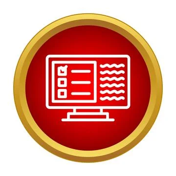 Online test or exam on computer screen icon 스톡 일러스트