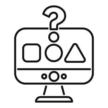 Online test with question mark showing multiple choice answers on computer Stock Illustration
