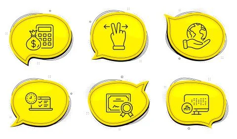 Online test, Report statistics and Touchscreen gesture icons set. Finance Stock Illustration