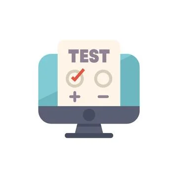 Online test showing checkmark on computer screen 스톡 일러스트