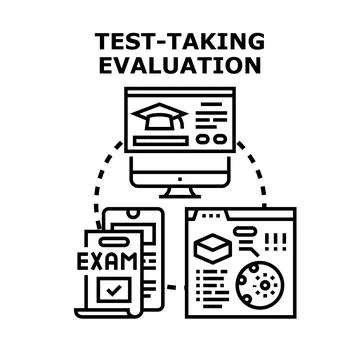 Online test taking evaluation process education vector 스톡 일러스트