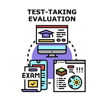 Online test taking evaluation process education vector Stock Illustration