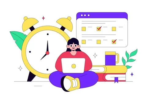 Online Test Vector Illustration Featuring Digital Exam, E Learning Assessme.. Stockillustratie