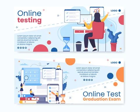 Online Testing Course Banner Template Flat Design Illustration Editable of Sq Stock Illustration