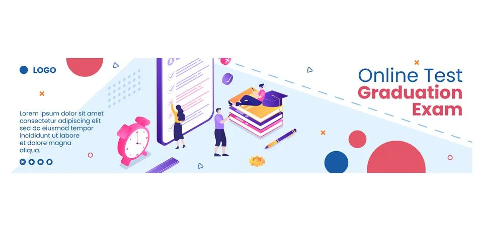 Online Testing Course Banner Template Flat Design Illustration Editable of Sq Stock Illustration