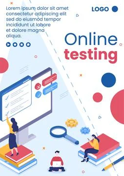 Online Testing Course Flyer Template Flat Design Illustration Editable of Squ Stock Illustration
