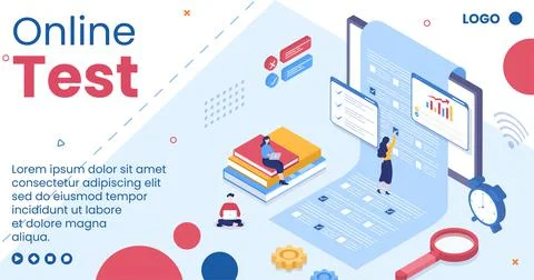Online Testing Course Post Template Flat Design Illustration Editable of Squa Stock Illustration
