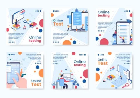 Online Testing Course Post Template Flat Design Illustration Editable of Squa Stock Illustration