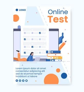Online Testing Course Poster Template Flat Design Illustration Editable of Sq Stock Illustration