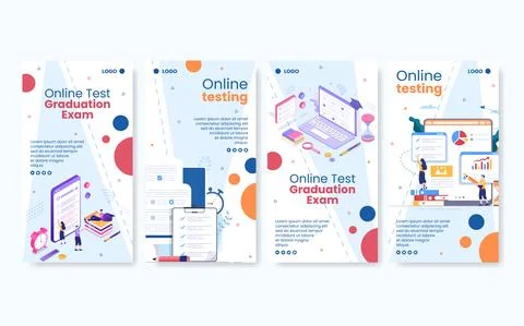 Online Testing Course Stories Template Flat Design Illustration Editable of S Stock Illustration